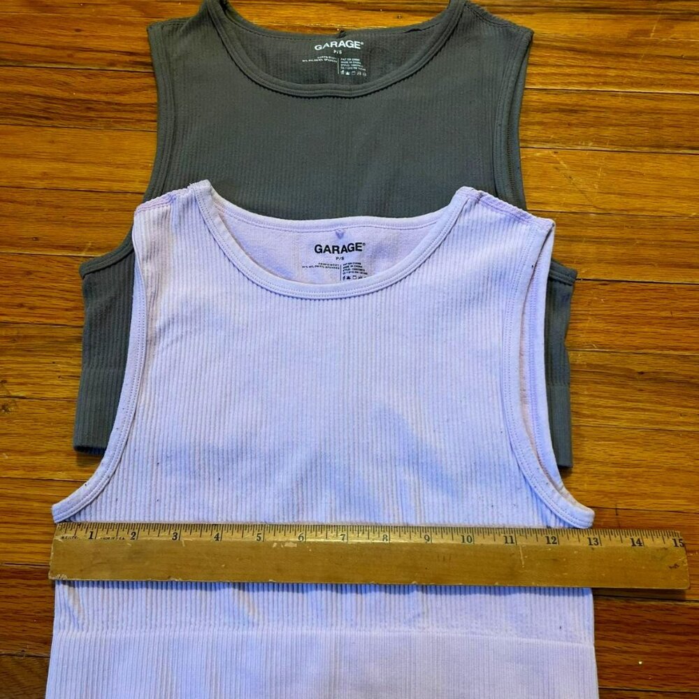 Garage Ribbed Crop Tank Tops - Size XS - Lot of 2 - Lavender & Gray - Soft